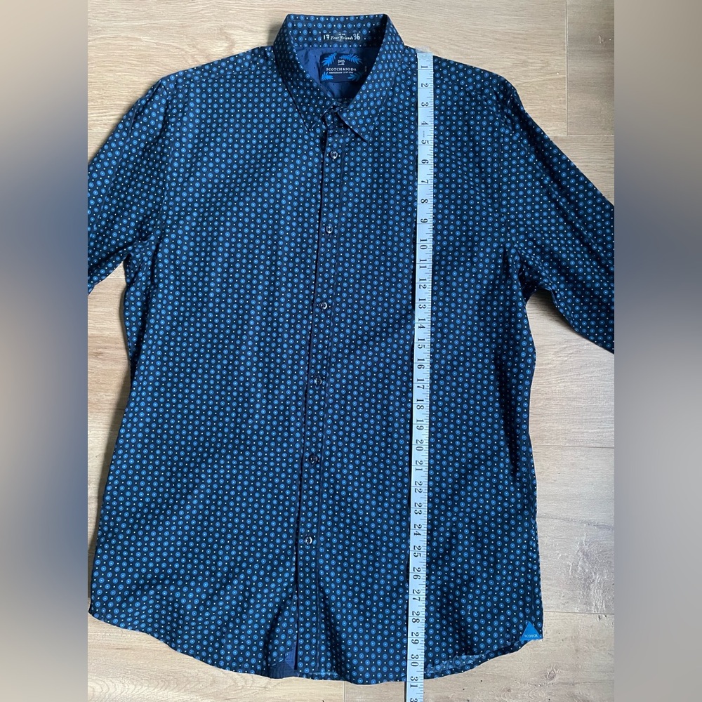 Scotch & Soda Blue Pattern Slim Fit Button Up Shirt Cotton Men’s XL - Picture 9 of 9